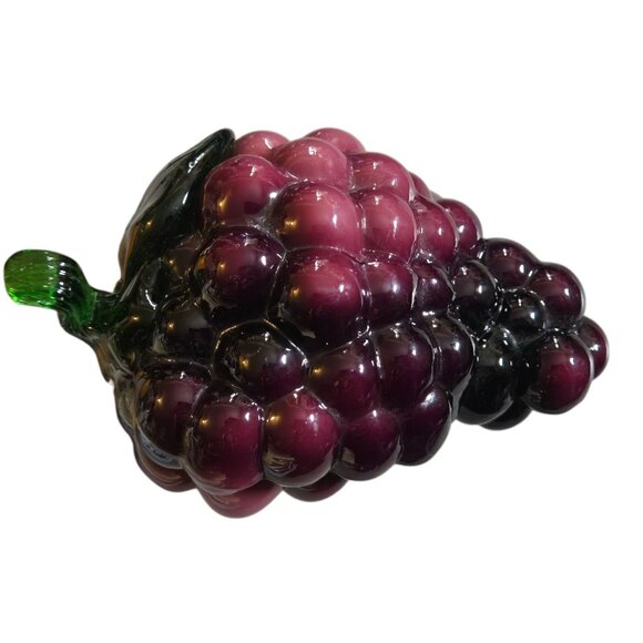 Vintage Handcrafted Glass Grape Cluster Sculpture Paperweight Decor - Picture 9 of 12